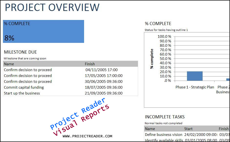 ms project reports